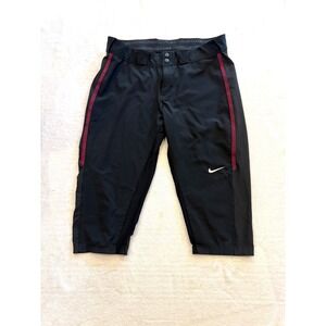 Nike Womens Softball Pants Black Maroon Side Stripe Knickers Large